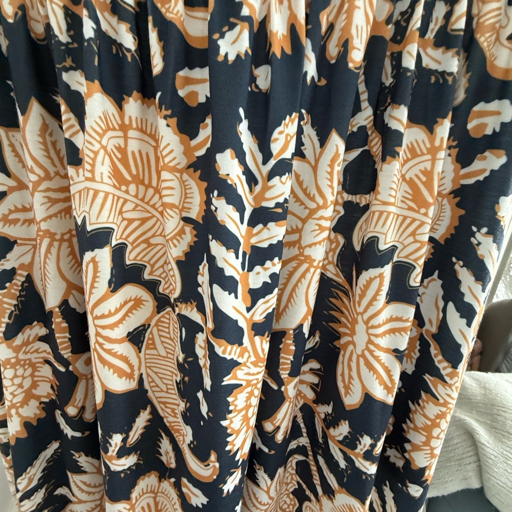 NWOT Floral Navy, Gold/Mustard, Cream Grace Karin Maxi Dress - Picture 3 of 4